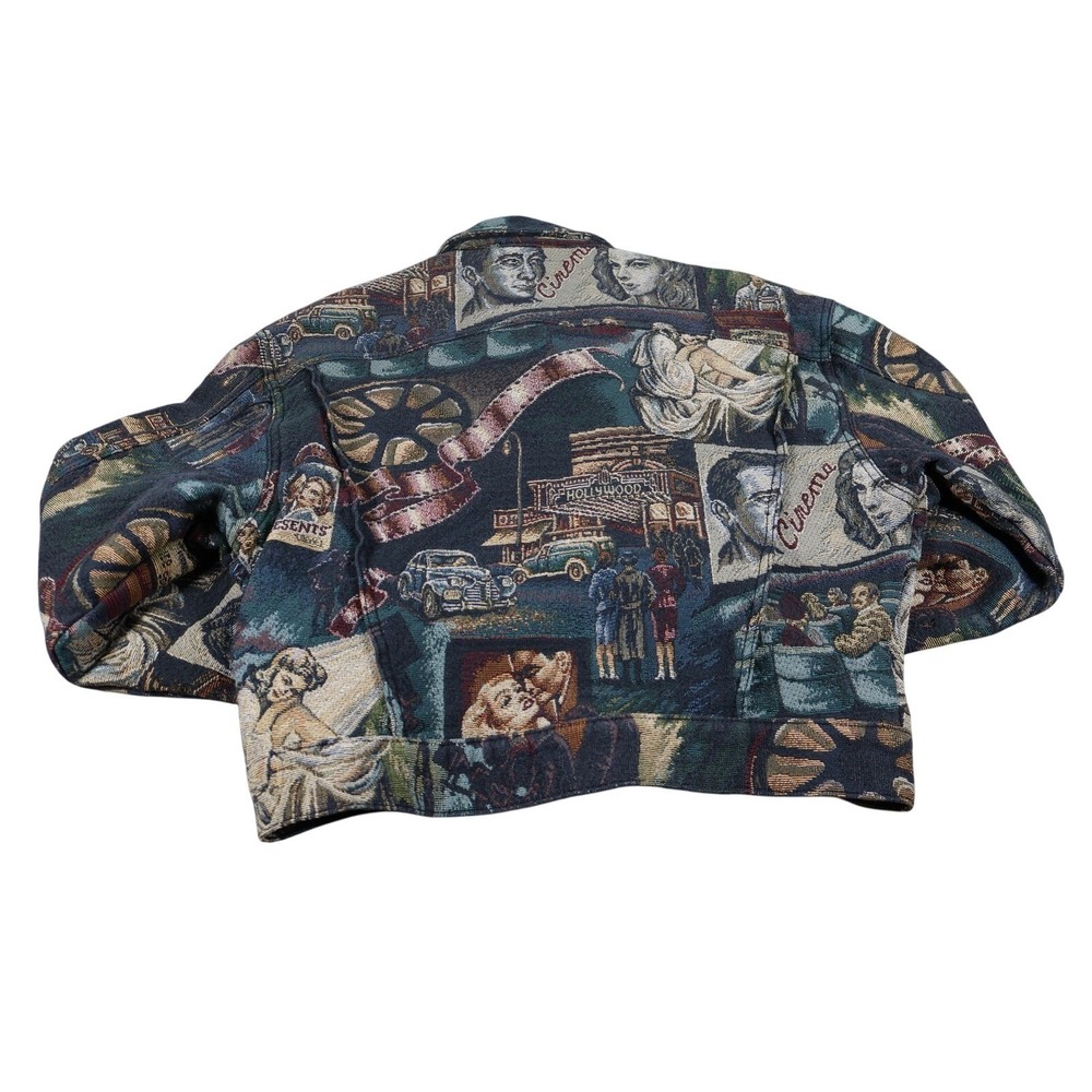 Cave‎ Jacket Womens Medium Multicolor Tapestry Movie Print Button Front Retro - Picture 2 of 7
